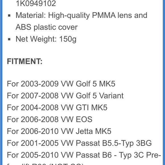 VW side marker blinkers or turn signals - Picture 4 of 5